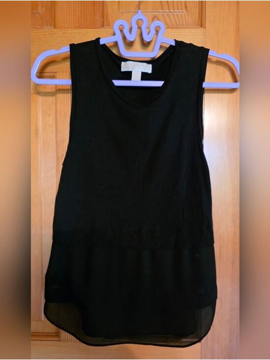 Michael Kors Tops - Michael Kors Black Layered Sheer-Hem Sleeveless Tank
